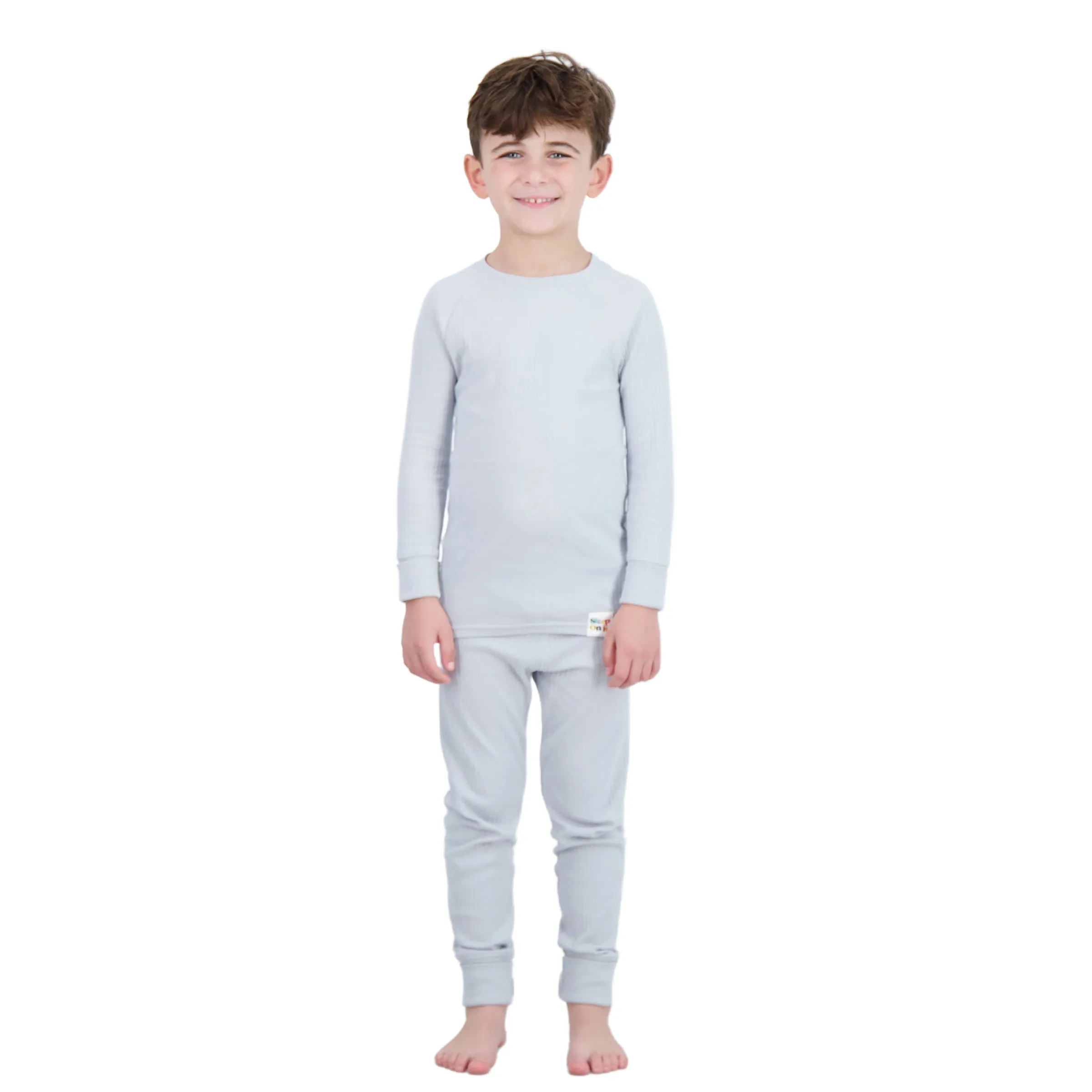 4-Piece 100% Organic Cotton Rib Knit Pajama Sets for Boys & Girls, Pink & Gray