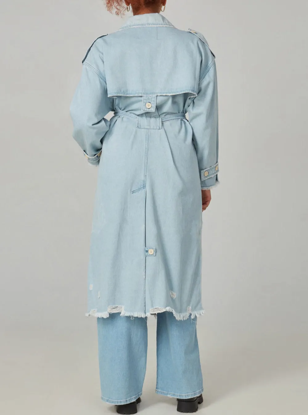 AVERY-BO Trench Coat - Blue Opal