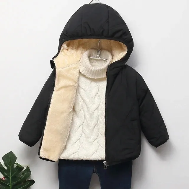 Baby Children Coats Winter Thick Jackets For Boys Warm Plush Thicken Outerwear For Girls Fur Hooded Jacket Kids Clothes Snowsuit