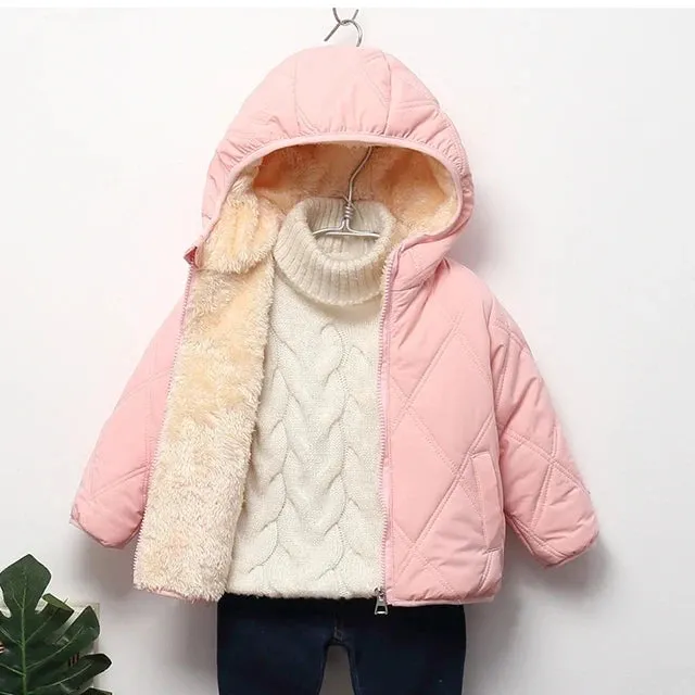 Baby Children Coats Winter Thick Jackets For Boys Warm Plush Thicken Outerwear For Girls Fur Hooded Jacket Kids Clothes Snowsuit