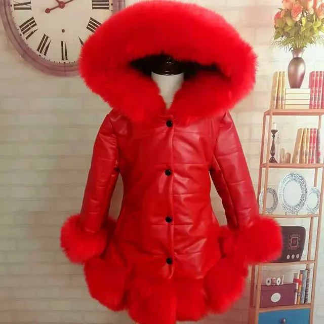 Baby Winter Warm Fur Coats For Girls Long Sleeve Hooded Thick Girls Jacket Party Kids Fur Outwear Clothing