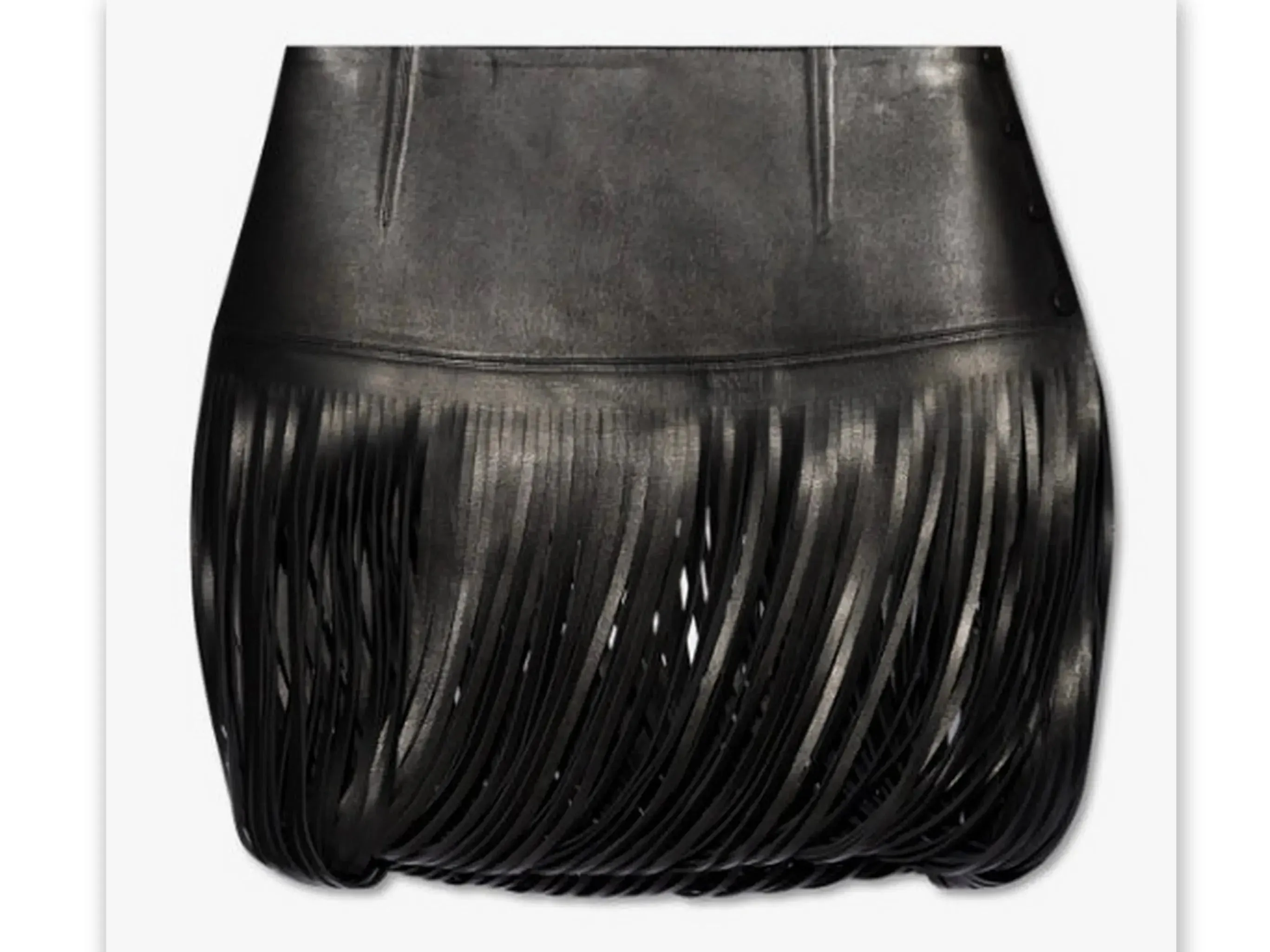 Black Leather Fringed Mini Skirt