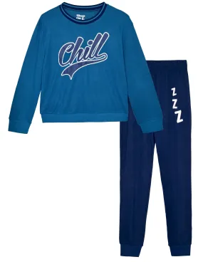 Boys 2-Piece Hacci Pajama Sets - Chill, Blue Pajama Sets for Boys