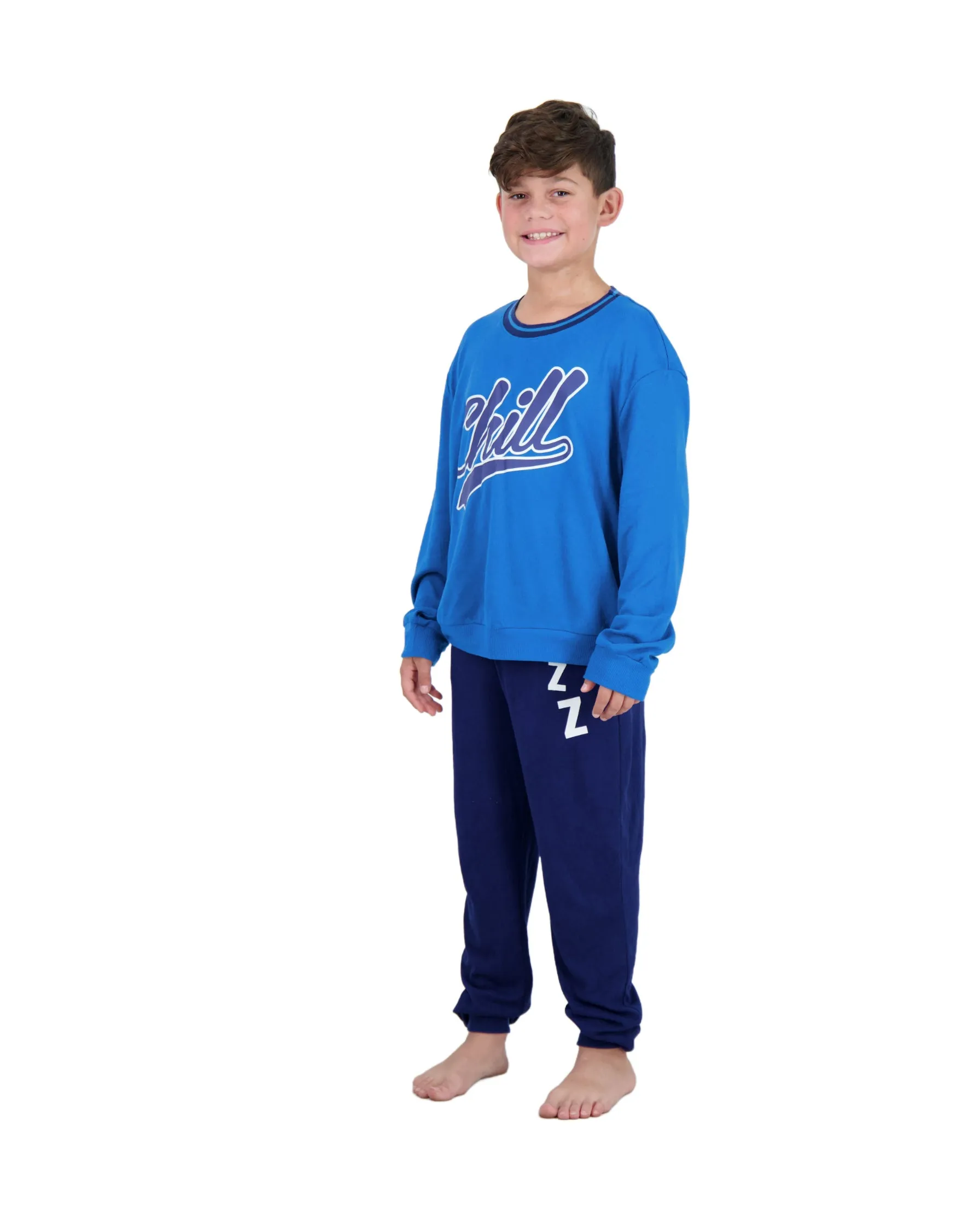 Boys 2-Piece Hacci Pajama Sets - Chill, Blue Pajama Sets for Boys