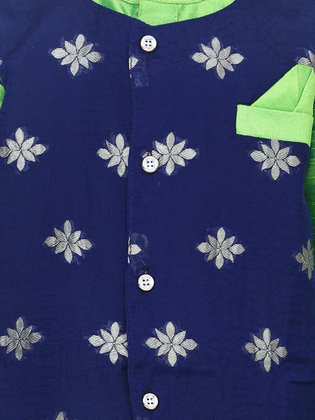 Boy's Green Silk Kurta Sets - Bownbee