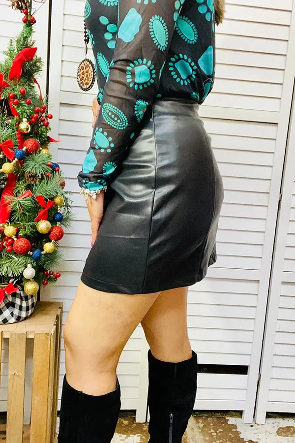 BQ14112 BLACK LEATHER SHORT SKIRTS