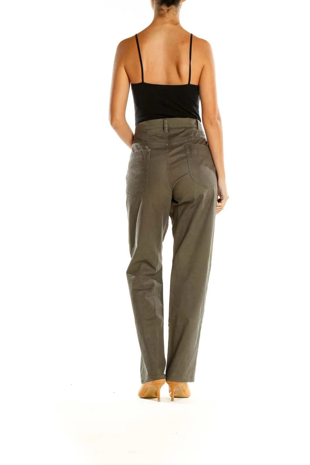 Brown Textured Casual Trousers