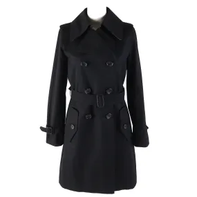 Burberry Cotton Cowhide Wool Trench Coat Black 36