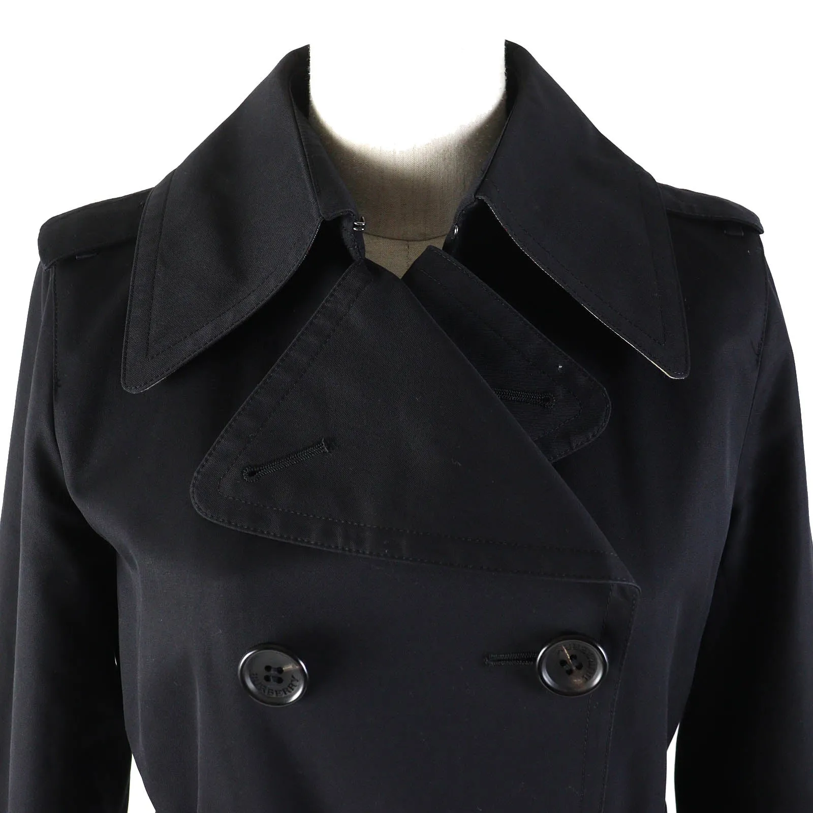 Burberry Cotton Cowhide Wool Trench Coat Black 36