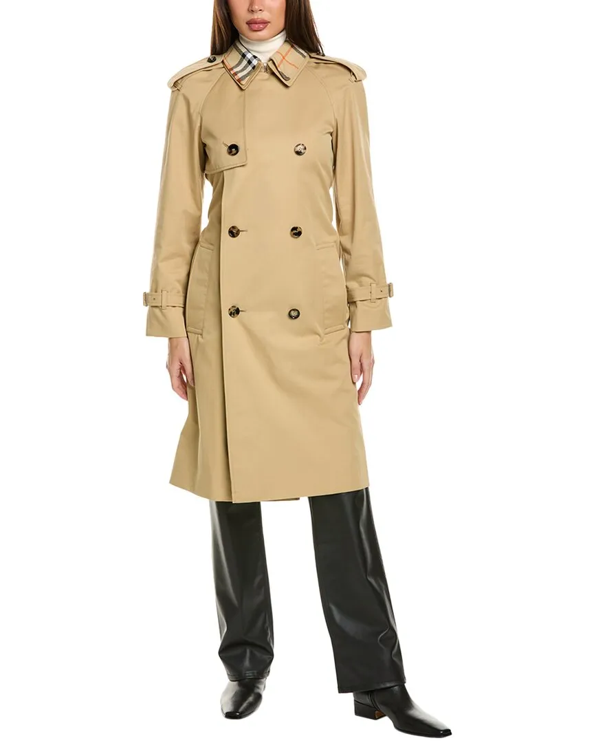 Burberry Long Detachable Collar Gabardine Trench Coat