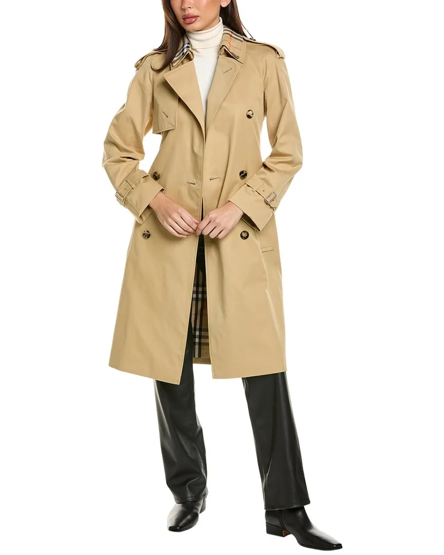 Burberry Long Detachable Collar Gabardine Trench Coat