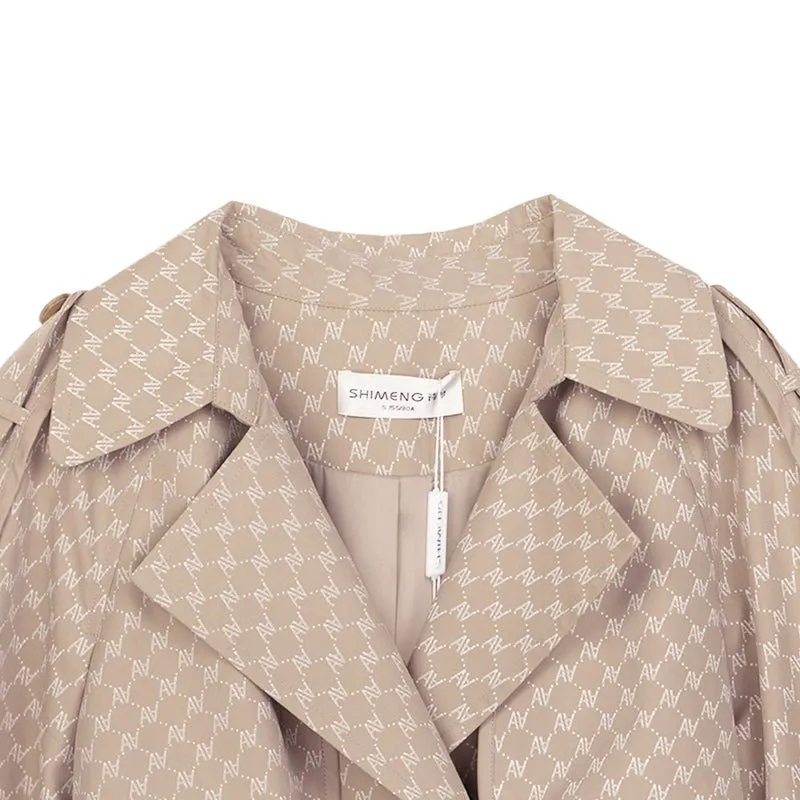 Camel Plaid Double Breasted Trench Coats