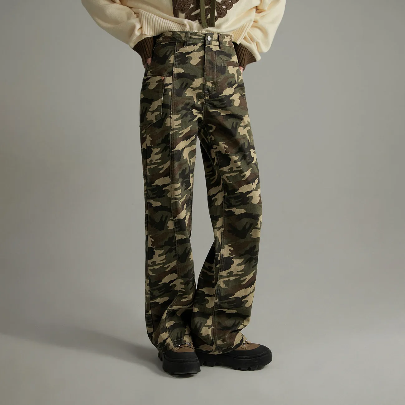 Camouflage Straight Casual Pants