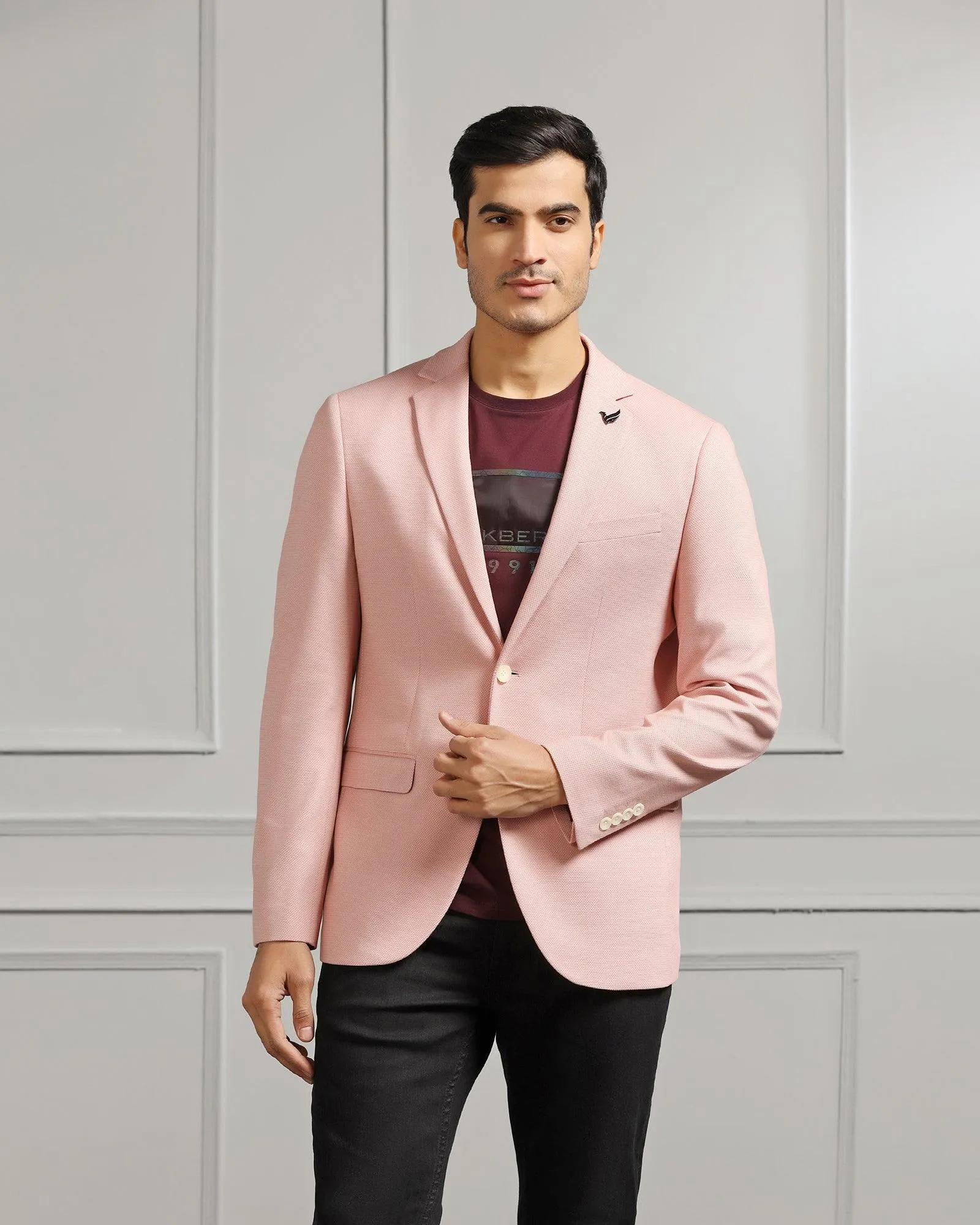 Casual Dusty Pink Textured Blazer - Ken