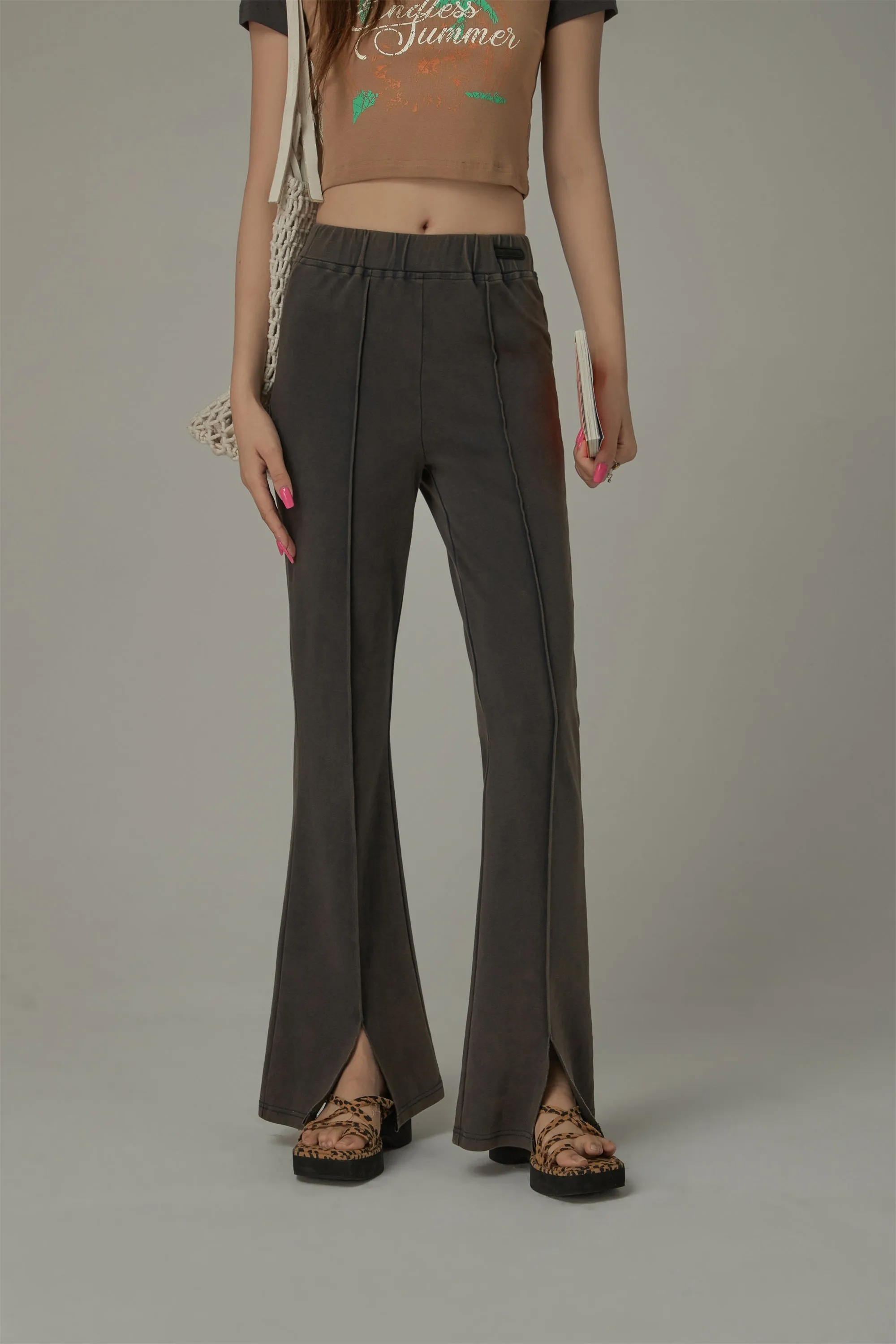 Casual Slit Bootcut Pants