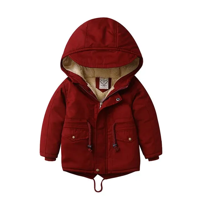 Children Winter Fleece Outdoor Jackets for Boys Hooded Warm Kids Boy Outerwear Windbreaker Fall Baby Boy Coats