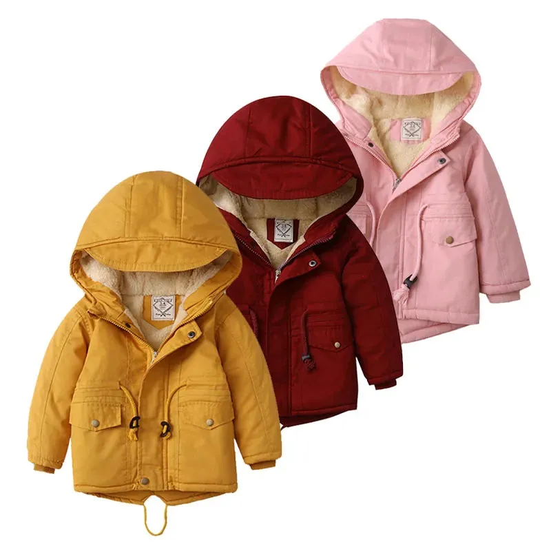 Children Winter Fleece Outdoor Jackets for Boys Hooded Warm Kids Boy Outerwear Windbreaker Fall Baby Boy Coats