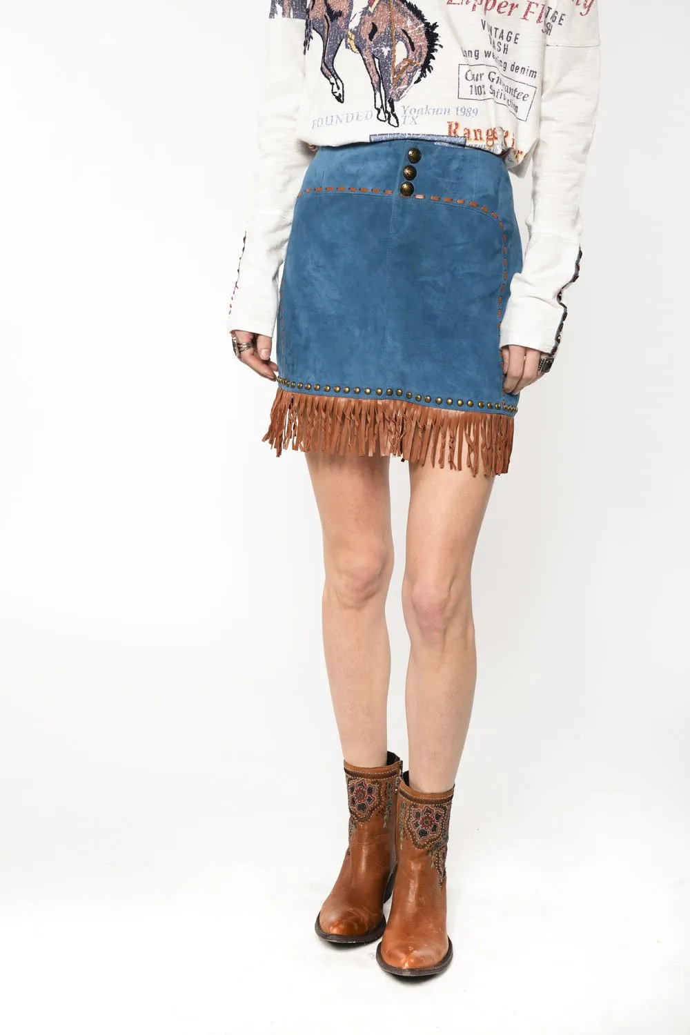 Double D Ranchwear Dark Bandana Blue Roustabout Skirt