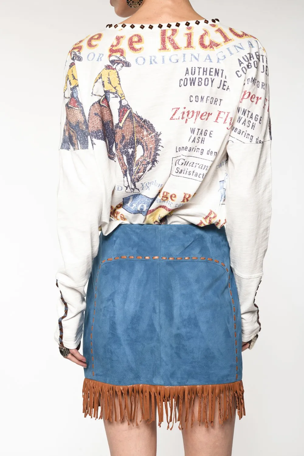 Double D Ranchwear Dark Bandana Blue Roustabout Skirt