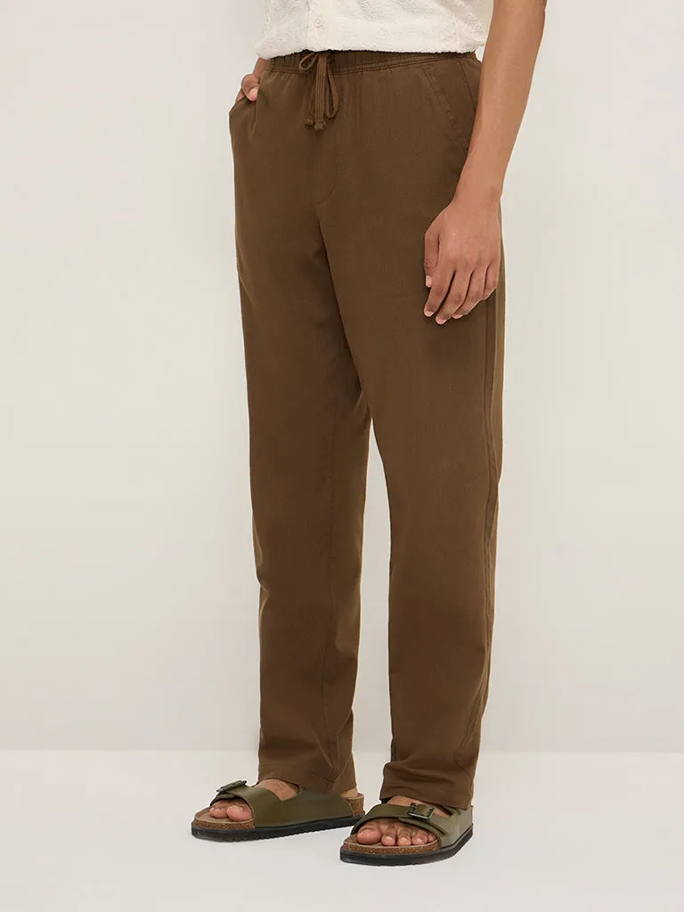 ETA Taupe Relaxed-Fit Mid-Rise Cotton Chinos