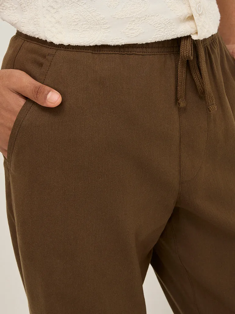 ETA Taupe Relaxed-Fit Mid-Rise Cotton Chinos