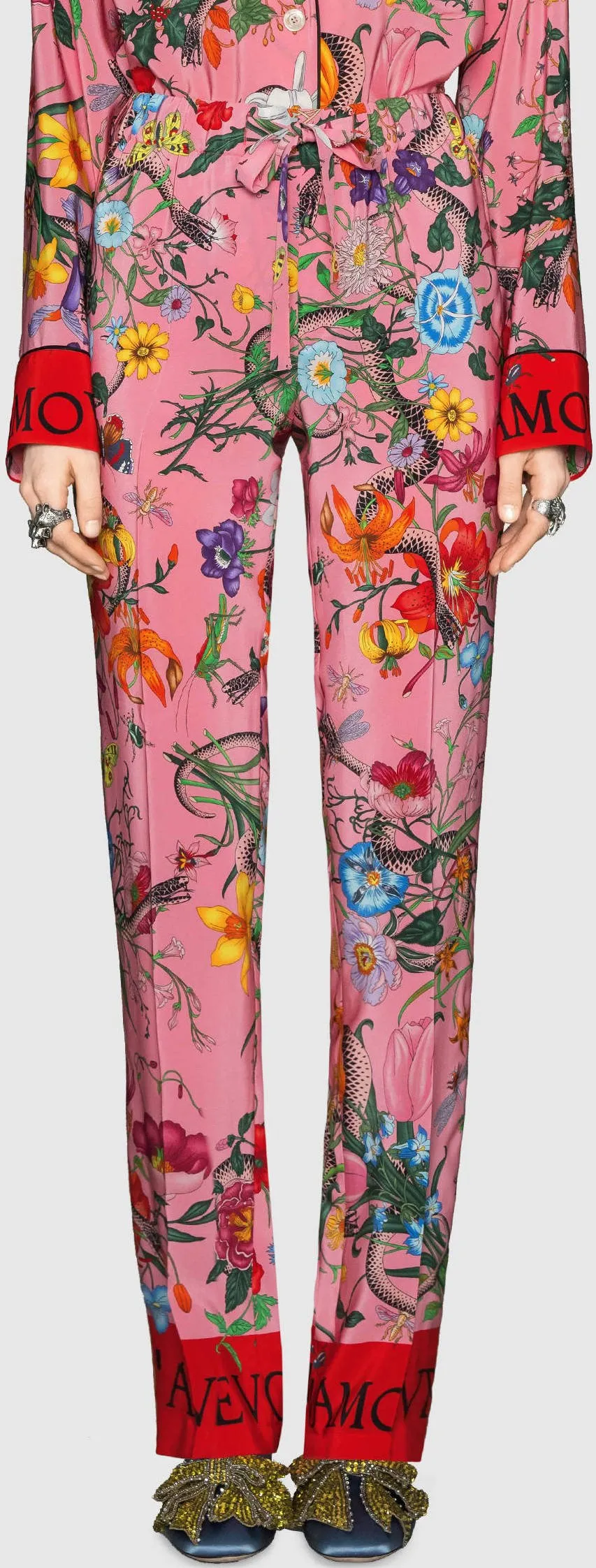 'Flora' Snake Silk Shirt & Pant Set