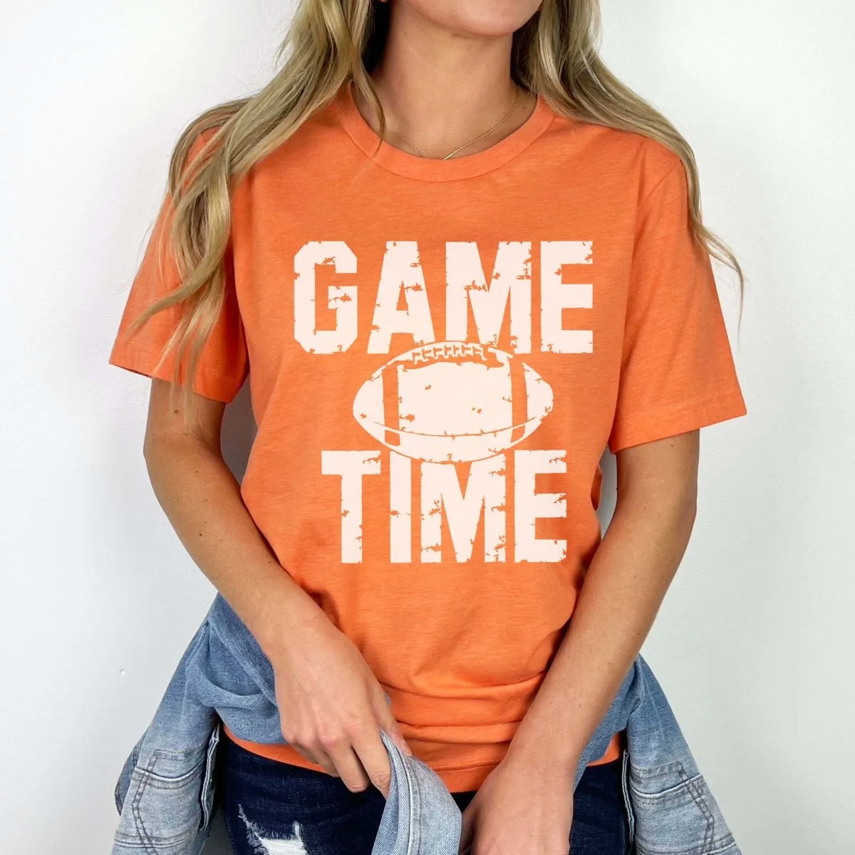 Game Time Distressed Football Graphic Tee