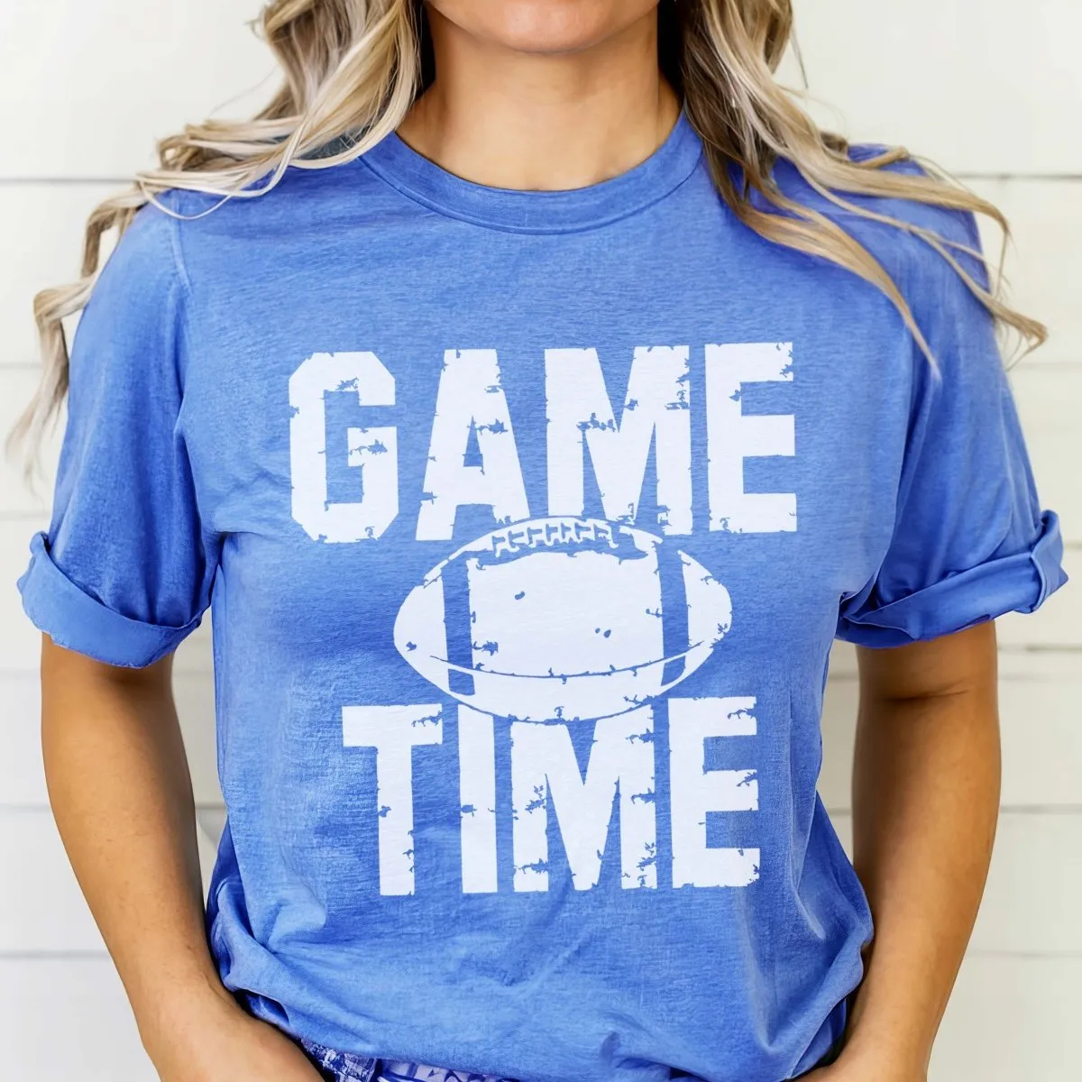 Game Time Distressed Football Graphic Tee