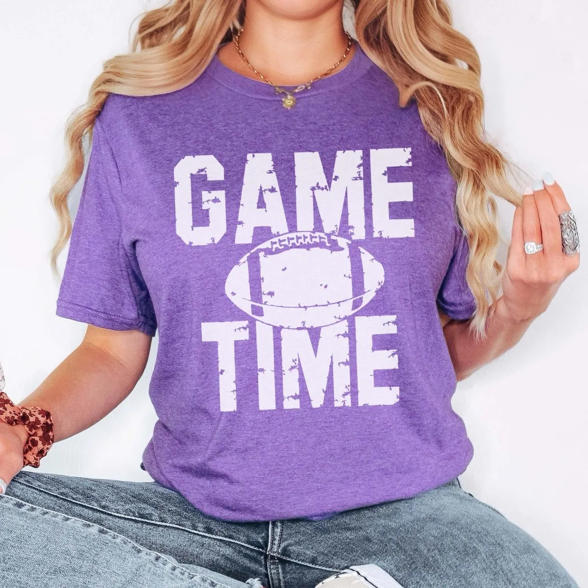 Game Time Distressed Football Graphic Tee