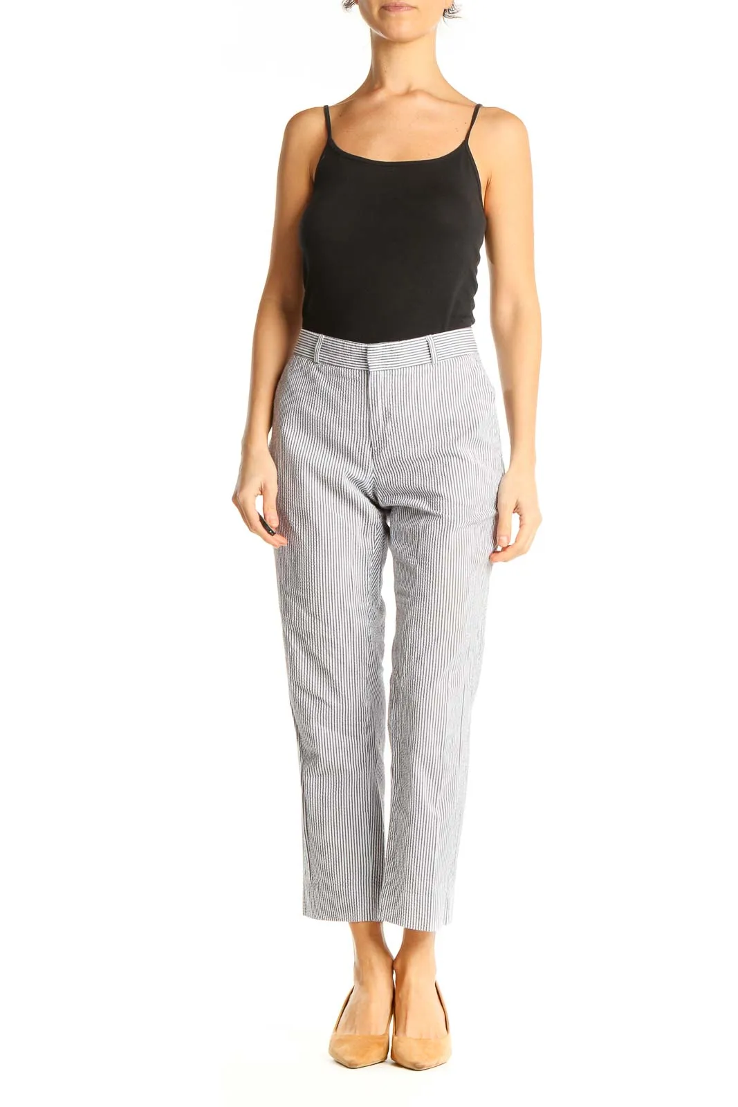 Gray Pinstripe Casual Trousers