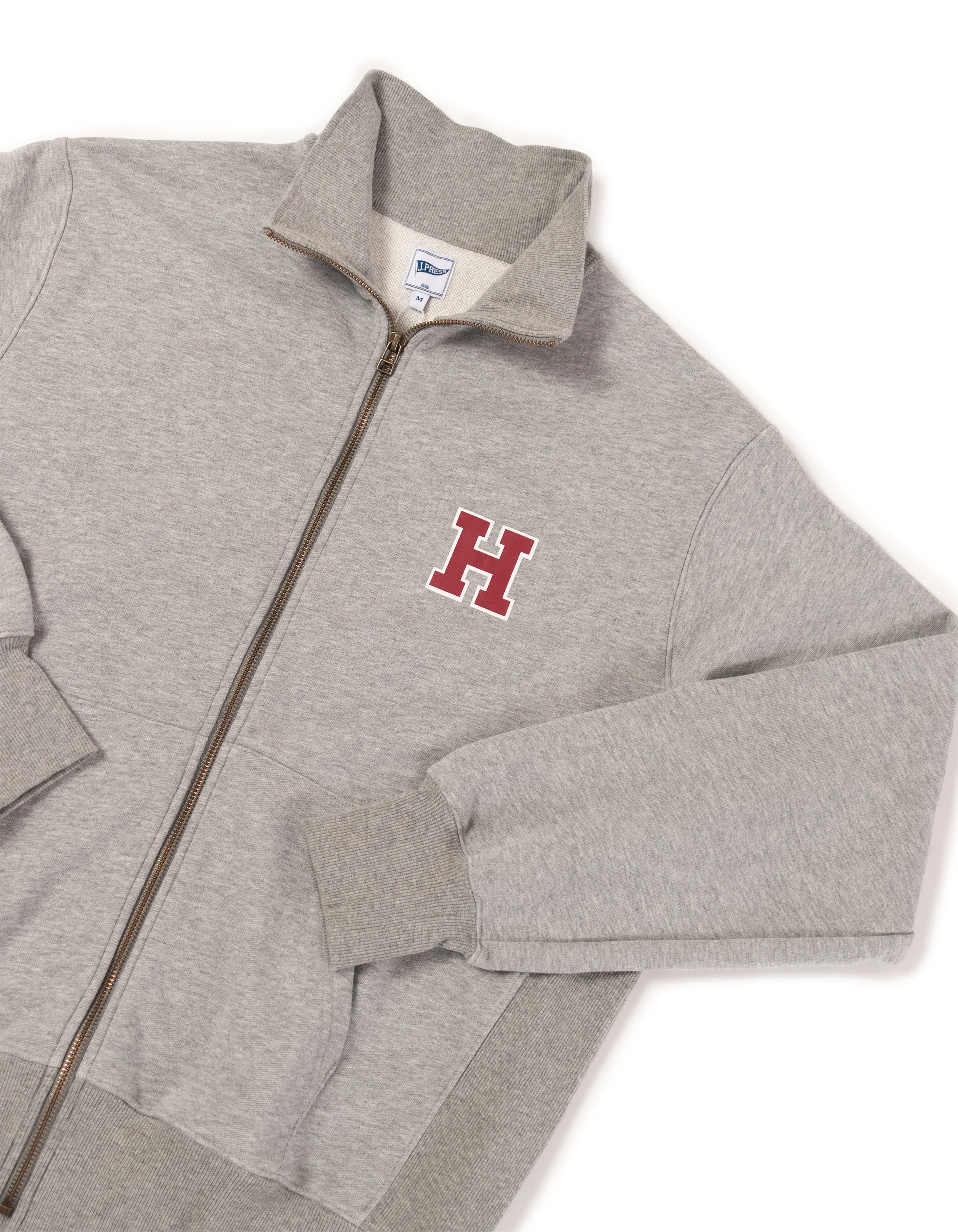 HARVARD FRONT ZIP UP JACKET - HEATHER GREY