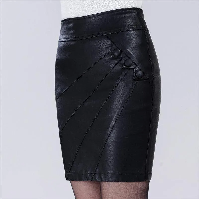 High Waist PU Leather Skirt