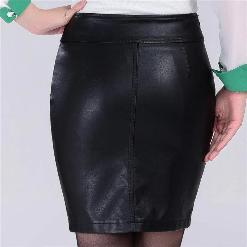 High Waist PU Leather Skirt