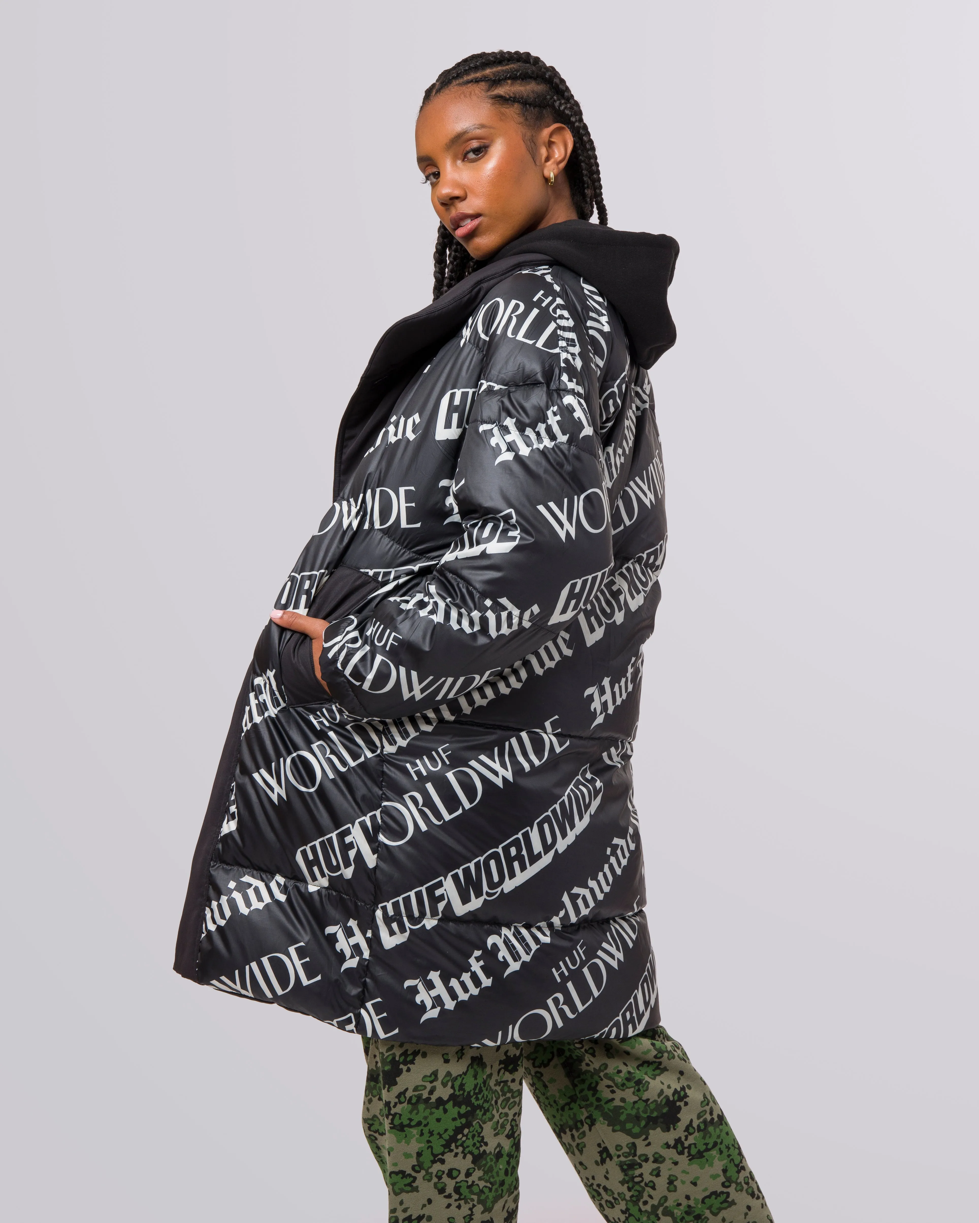 HUF WOMENS REVERSIBLE PUFFER // BLACK