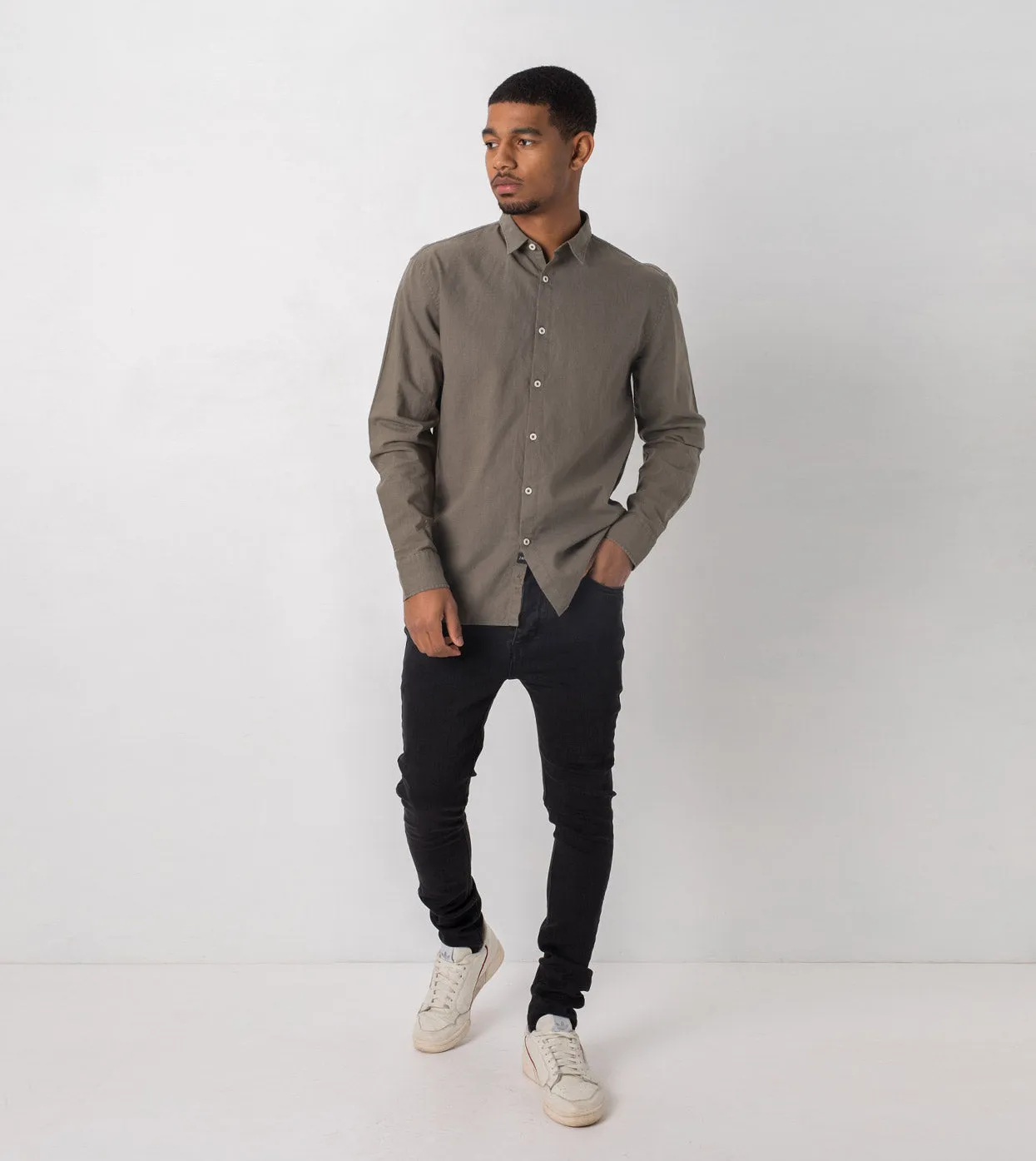 JY Linen LS Shirt Military