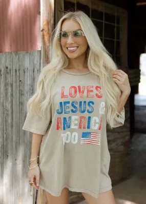 Loves Jesus & America Too Oversized Tee