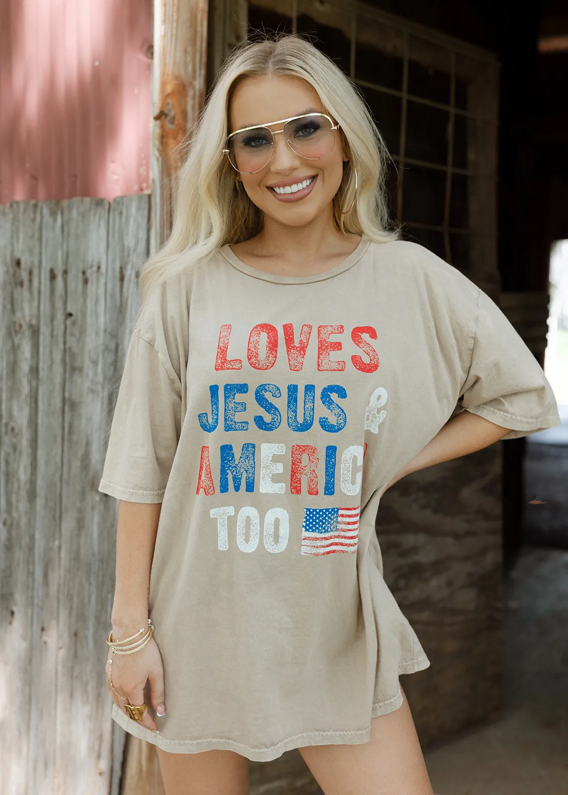 Loves Jesus & America Too Oversized Tee