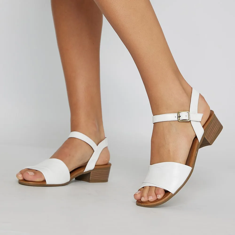 Maisy Heel in White Leather