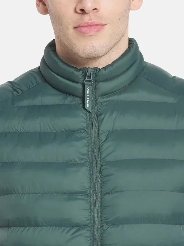 Men Green Solid Puffer Jacket