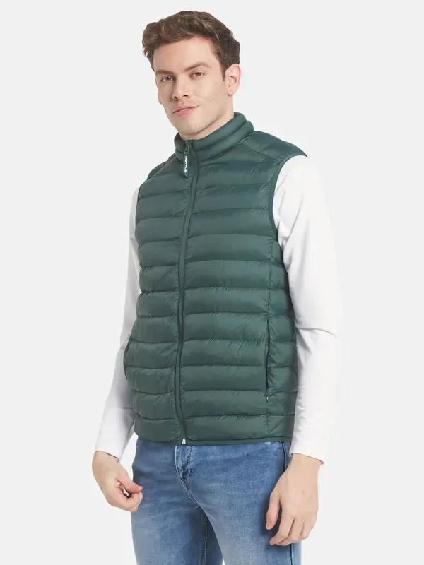 Men Green Solid Puffer Jacket