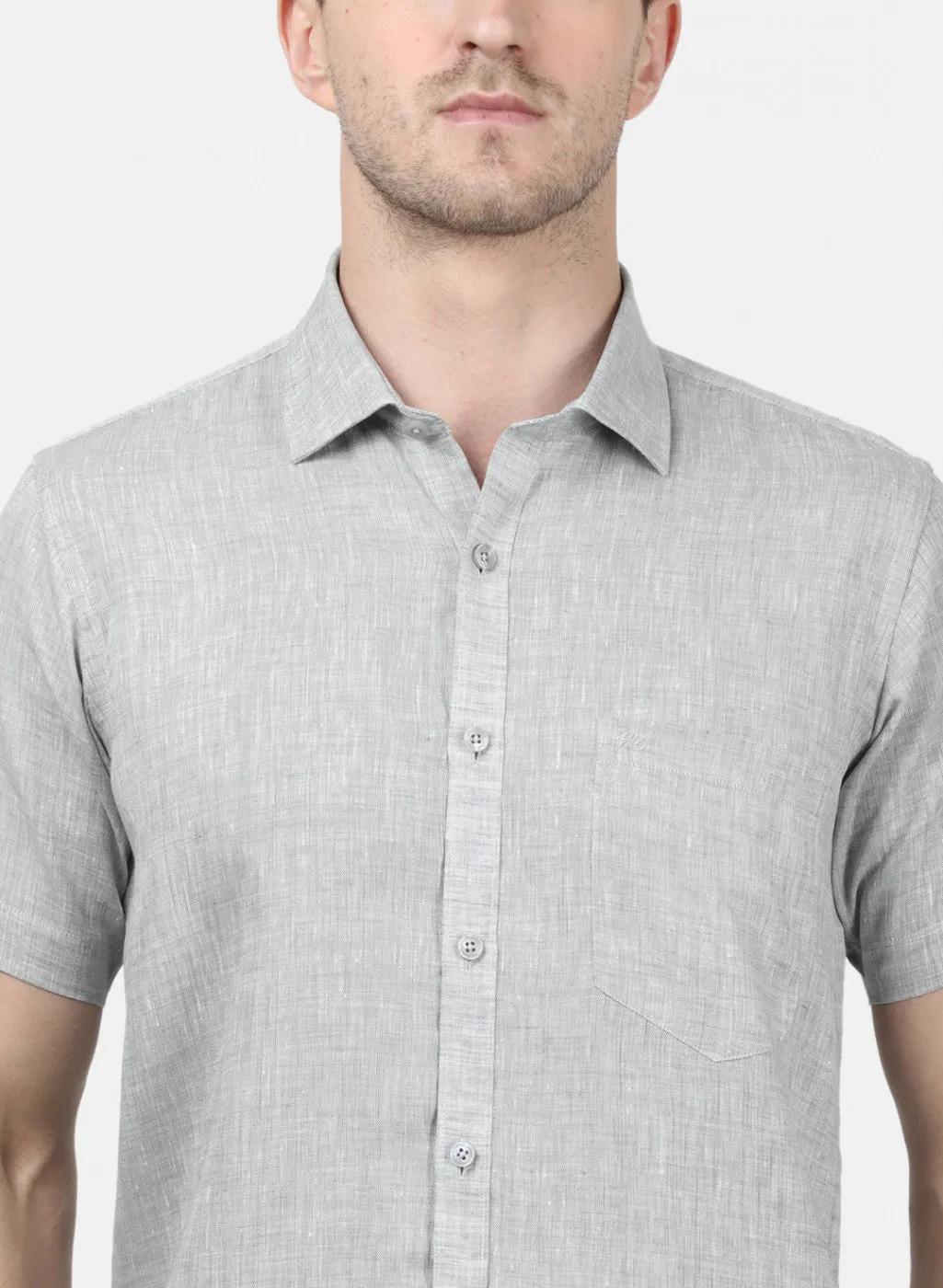 Mens Grey Solid Shirts