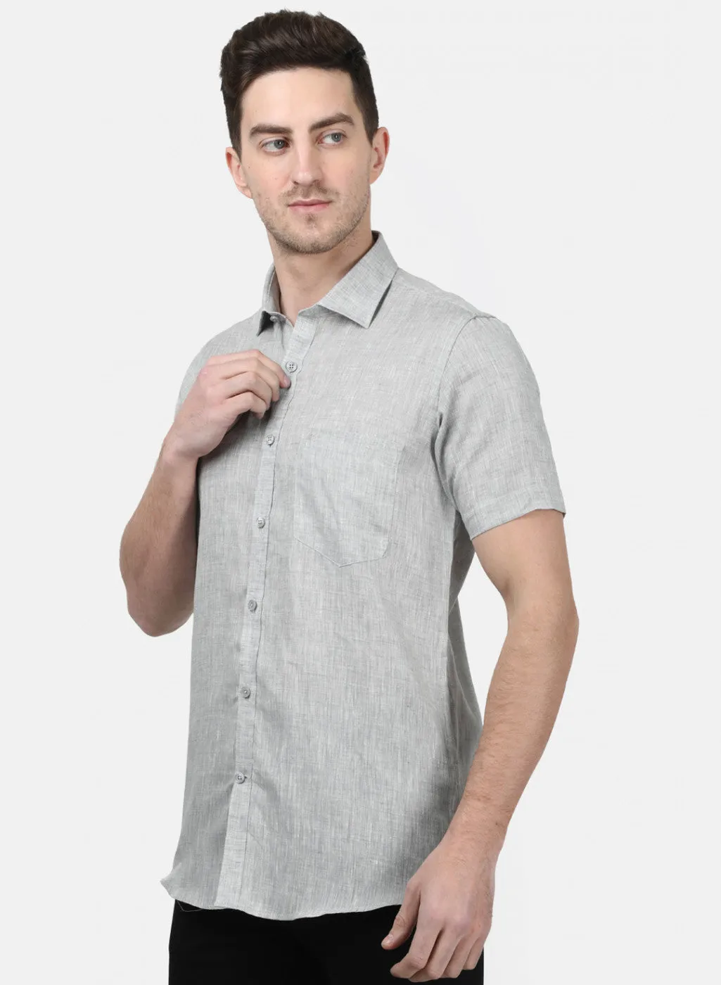 Mens Grey Solid Shirts