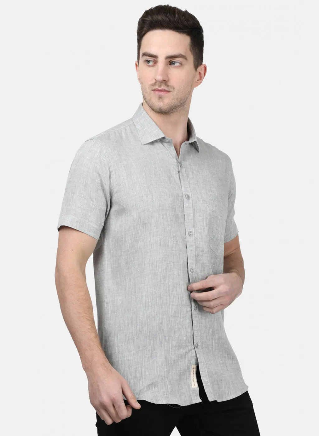 Mens Grey Solid Shirts