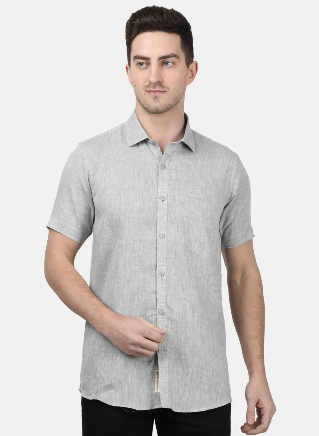 Mens Grey Solid Shirts