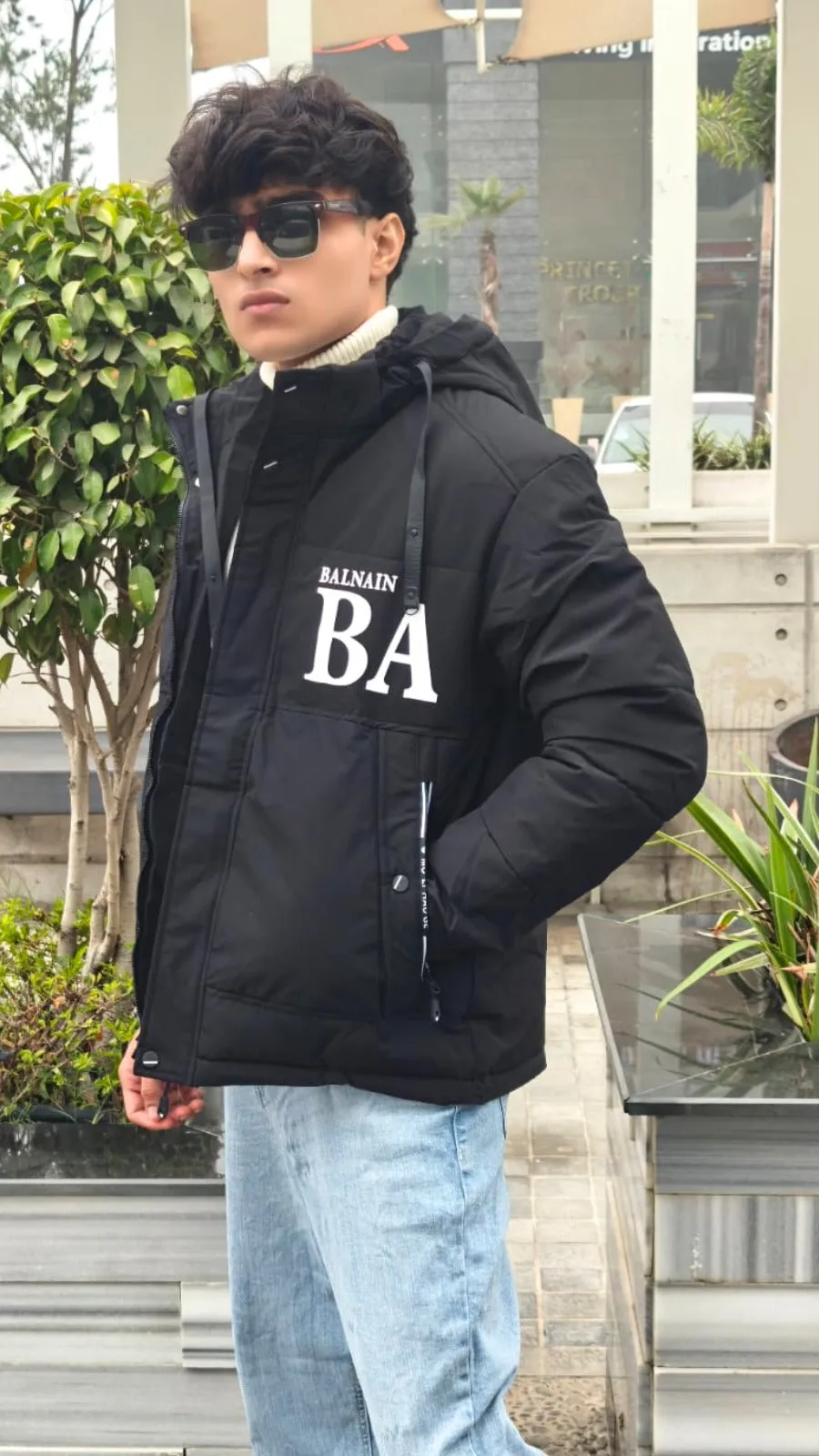 mens imported black BA puffer jacket