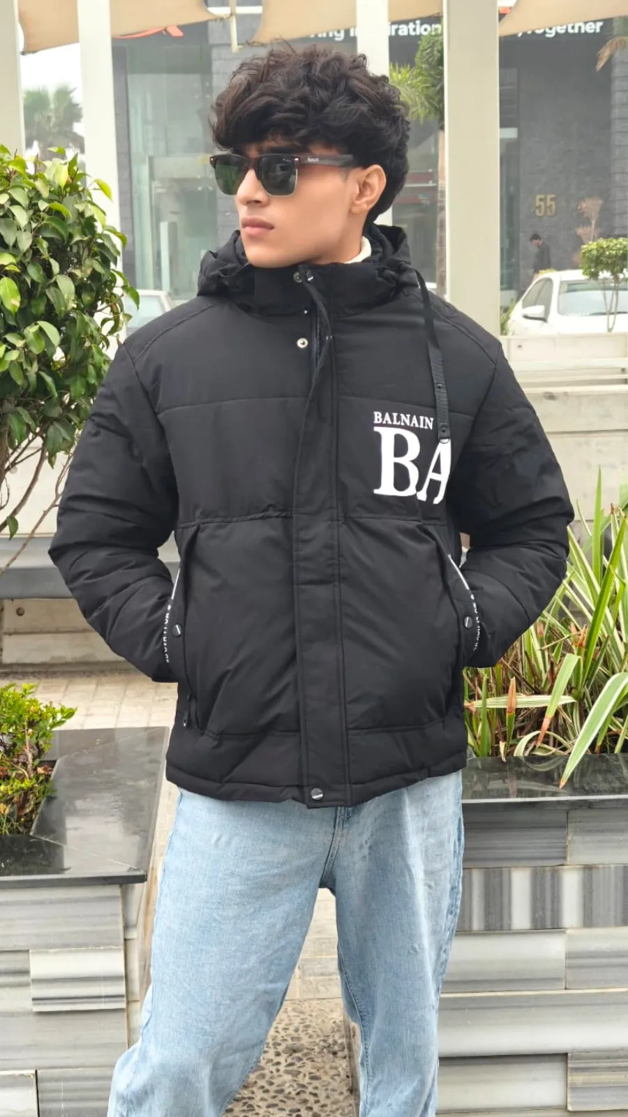 mens imported black BA puffer jacket