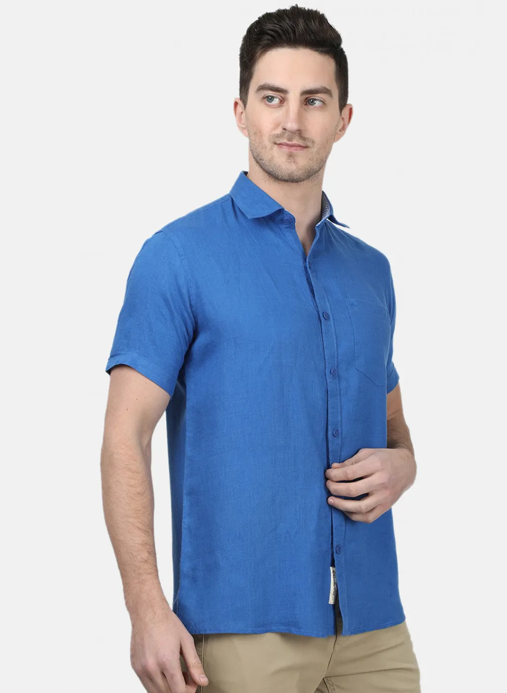 Mens Royal Blue Solid Shirts