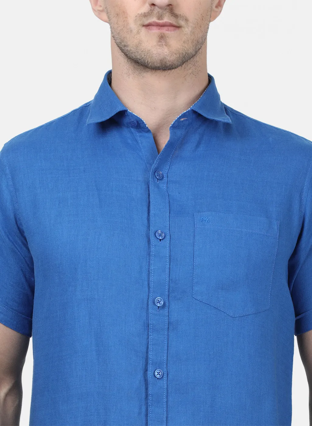 Mens Royal Blue Solid Shirts