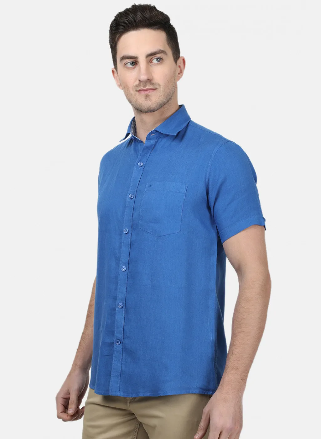 Mens Royal Blue Solid Shirts