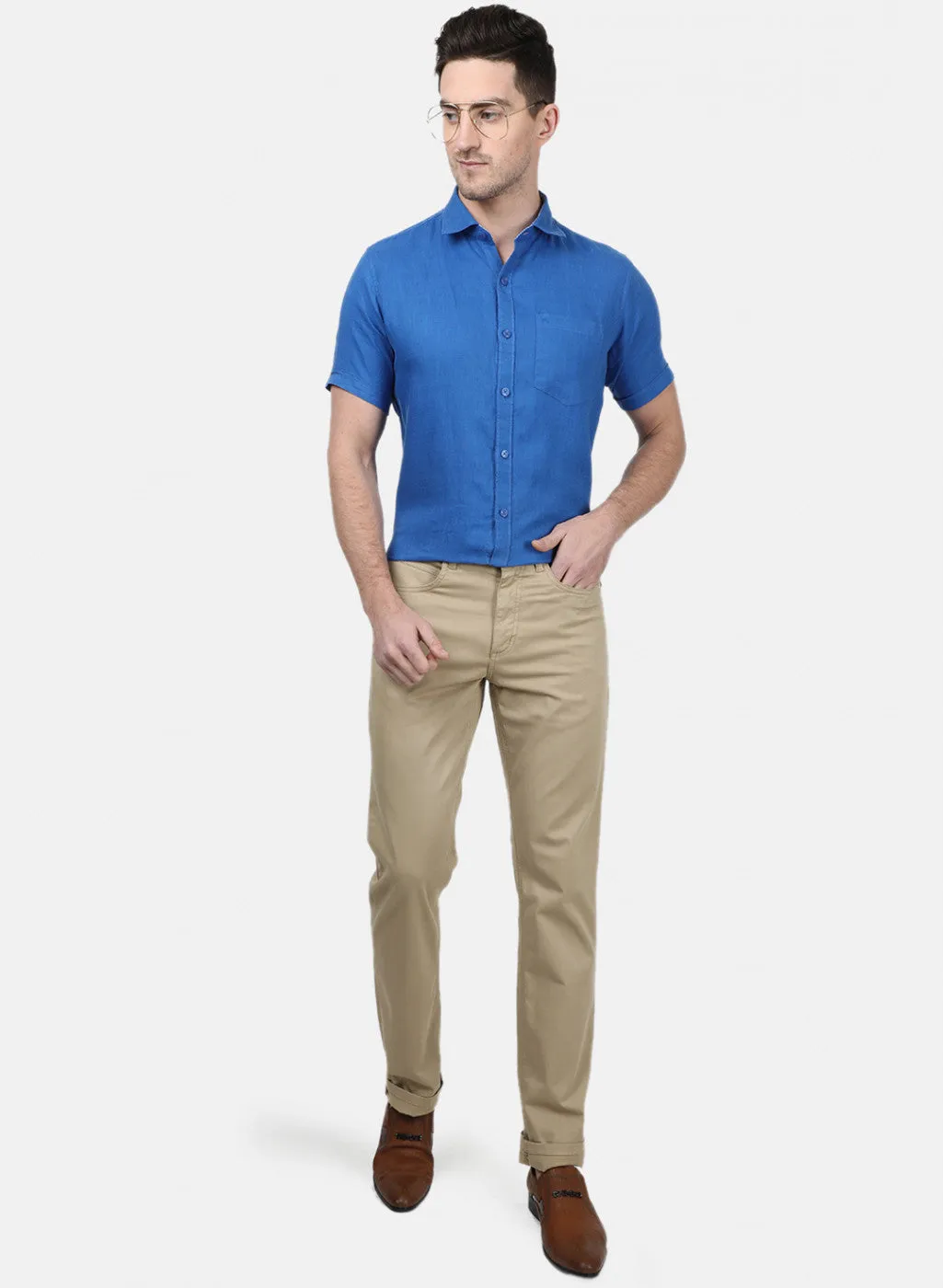 Mens Royal Blue Solid Shirts